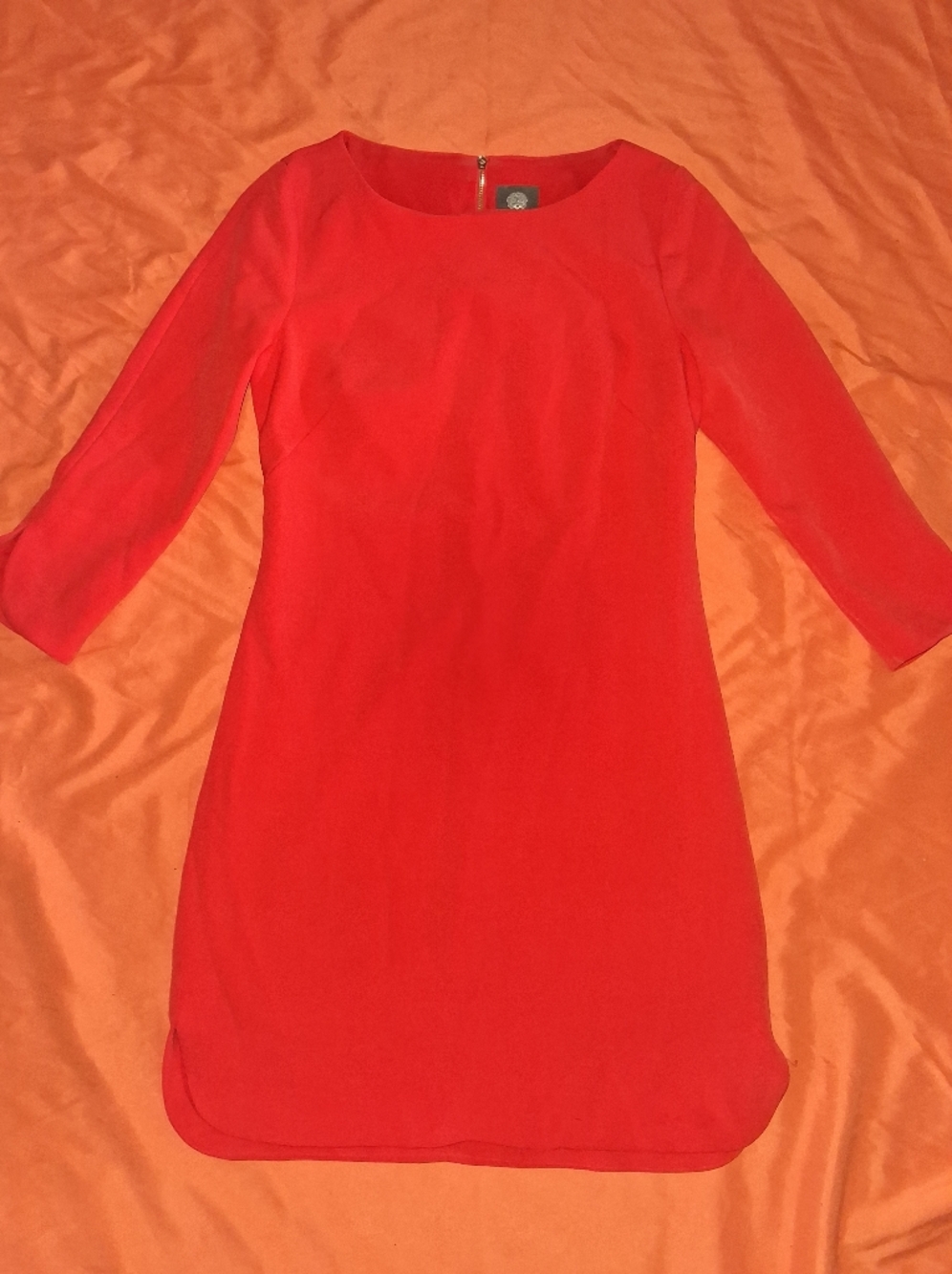 Vince Camuto Bright Red Three-Quarter Sleeve Shift Dress